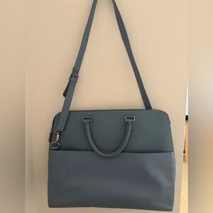Levenger 100% Leather Light Blue Briefcase with Removable Shoulder Strap $450